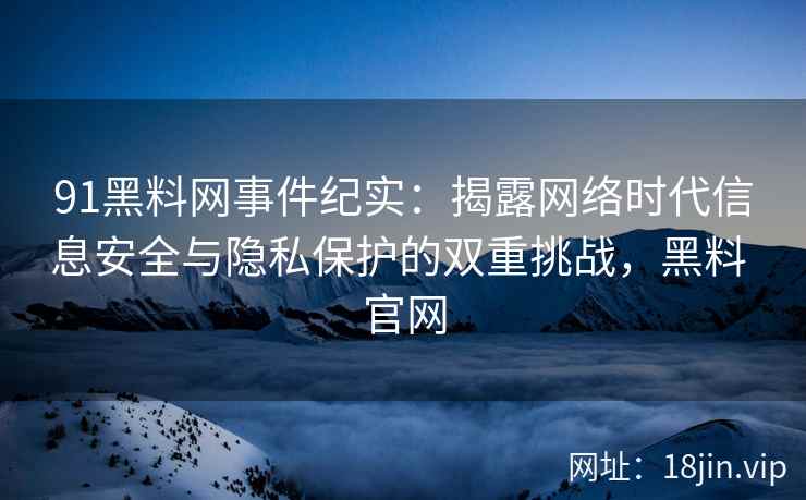91黑料网事件纪实：揭露网络时代信息安全与隐私保护的双重挑战，黑料 官网